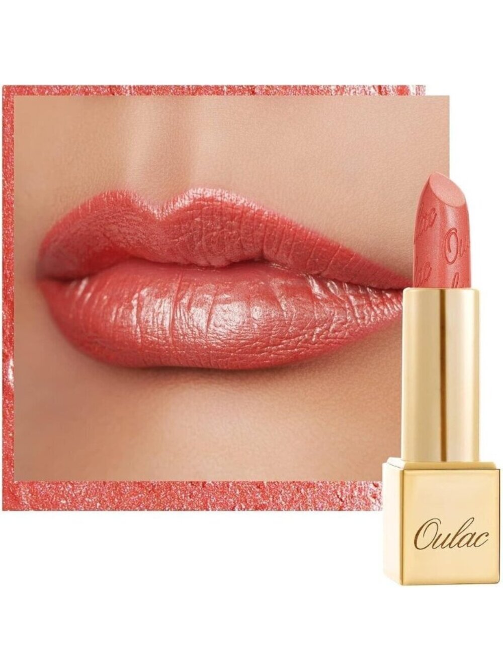 🆕 Metallic Coral Pink Lipstick Lightweight Soft Hydrating Vegan Full-Coverage